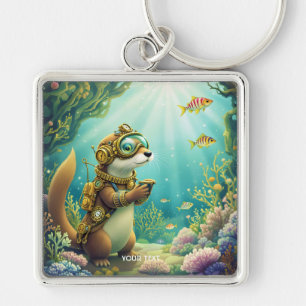 Fantasy Süßer Otter Steampunk-Anzug Schlüsselanhänger