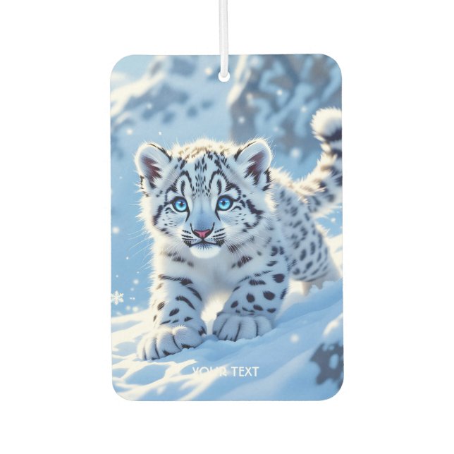 Fantasy Süßer Schneebaby Leopard Autolufterfrischer (Vorderseite)