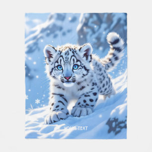 Fantasy Süßer Schneebaby Leopard Fleecedecke