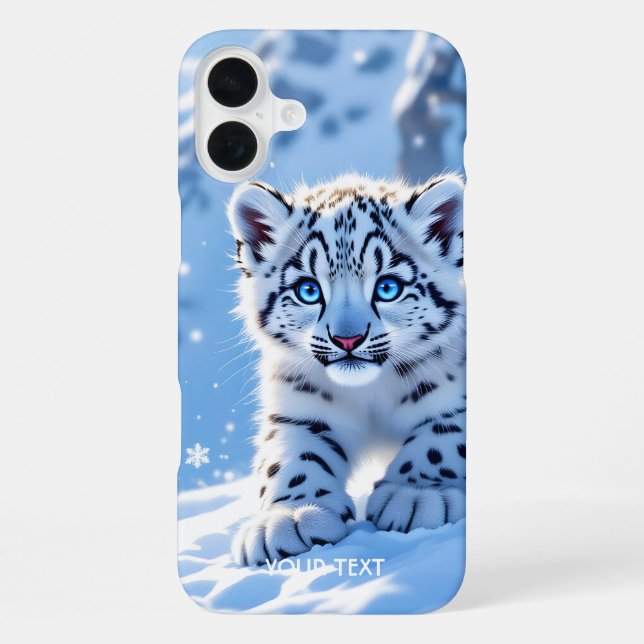 Fantasy Süßer Schneebaby Leopard iPhone Hülle (Rückseite)