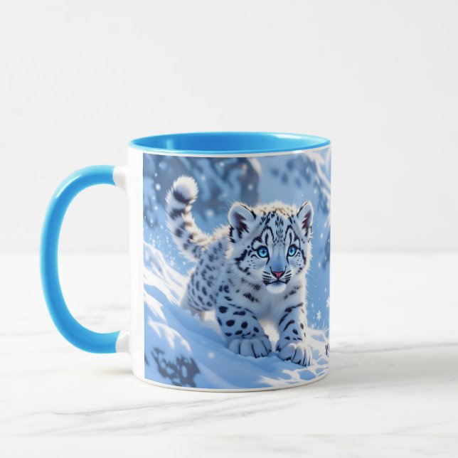 Fantasy Süßer Schneebaby Leopard Tasse (Links)