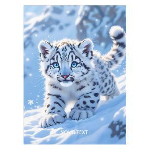 Fantasy Süßer Schneebaby Leopard Tischdecke
