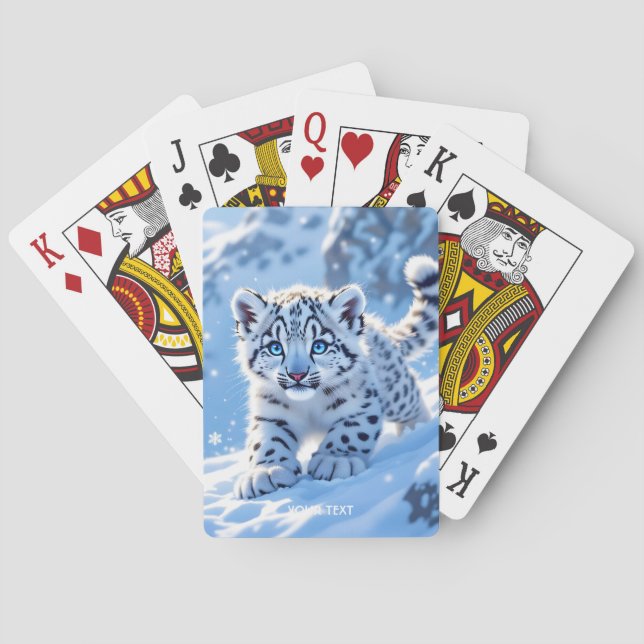 Fantasy Süßer Schneeleopard Baby Spielkarten (Rückseite)