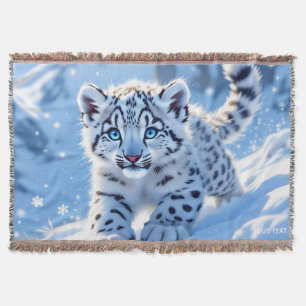 Fantasy Süßer Schneeleopard Decke