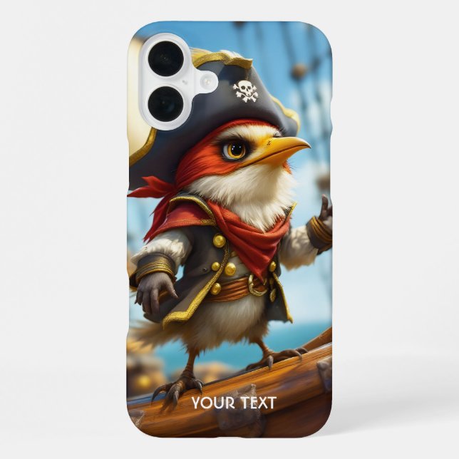Fantasy süßer Vogel Kapitän Pirat iPhone Hülle (Rückseite)