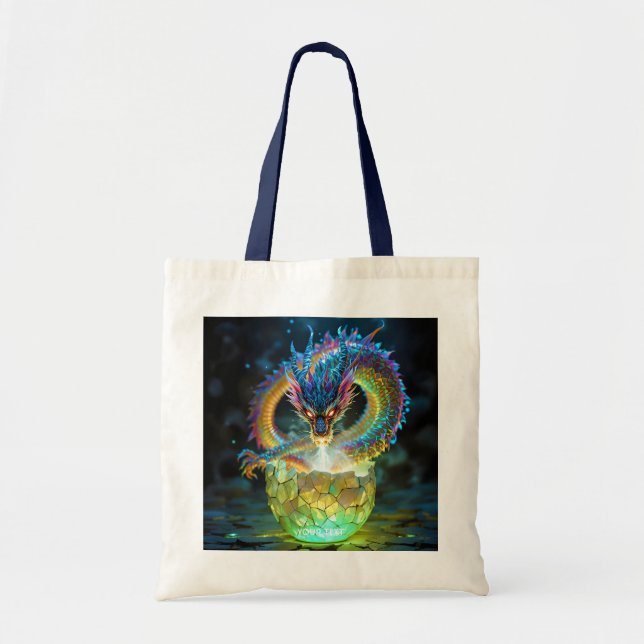 Fantasy süßes grünes Drachenei Tragetasche (Vorne)