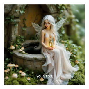 Fantasy Süßes Mädchen Pilze Laterne Poster