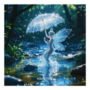 Fantasy Süßes Mädchen Wasser Regenschirm Poster
