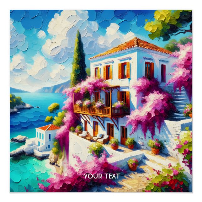 Fantasy süßes Meer-Villa-Haus Poster (Vorderseite)