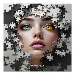 Fantasy süßes Puzzle Mädchen Gesicht Poster