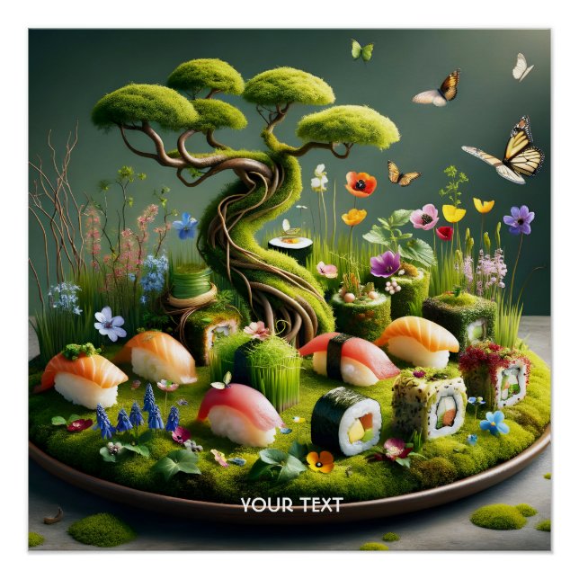 Fantasy Süßes Sushi Japanische Landschaft Poster (Vorderseite)