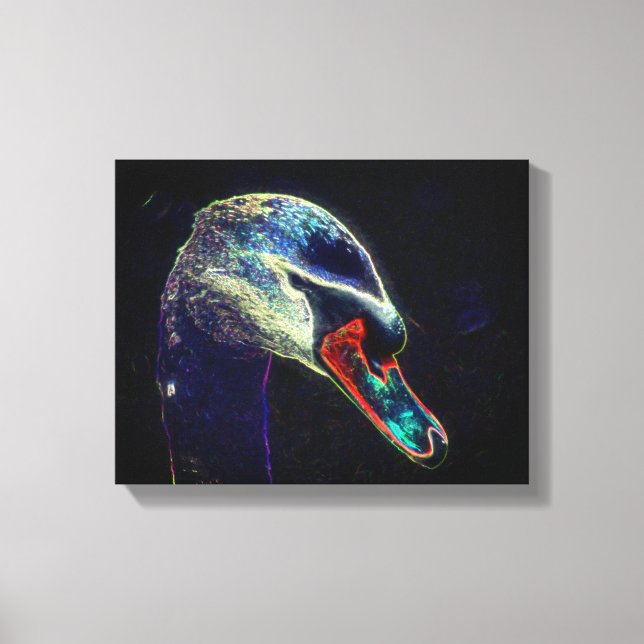 Fantasy Swan Abstrakte Tierkunst Leinwanddruck (Vorderseite)