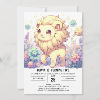 Fantasy Sweet Lion Digital Geburtstag Einladung