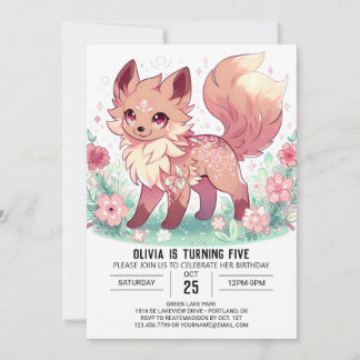 Fantasy Sweet Wolf Digital Geburtstag Einladung