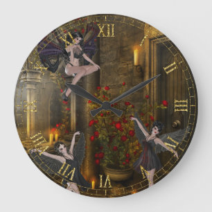 Fantasy Tanz auf der Balkonmauer Uhr