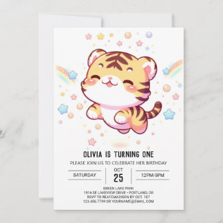 Fantasy Tiger 1. Geburtstag Einladung