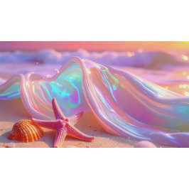 Fantasy-Traumstrand mit schöner rosa Seestern Serviette