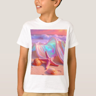 Fantasy-Traumstrand mit schöner rosa Seestern T-Shirt