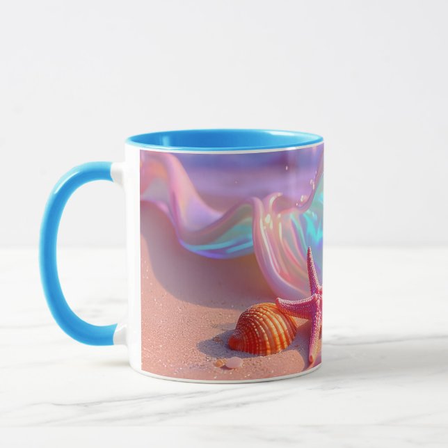 Fantasy-Traumstrand mit schöner rosa Seestern Tasse (Links)