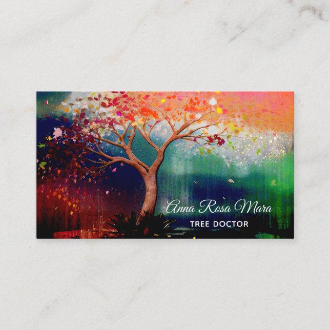 *~* Fantasy Tree Ethereal QR AP82 Business Card Visitenkarte (Vorderseite)