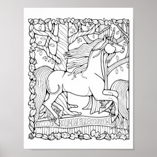 Fantasy Tree Forest Unicorn Kunst, Dichtung und Mu Poster