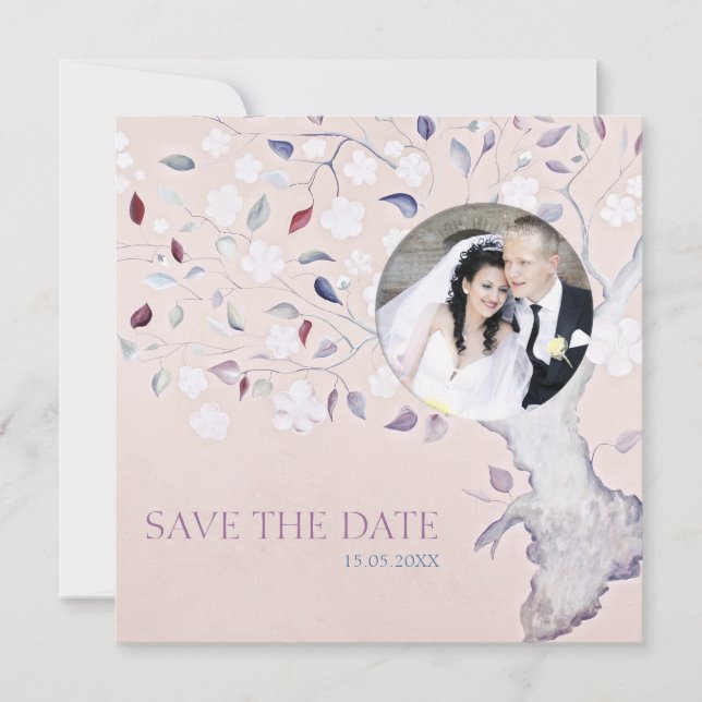 Fantasy Tree Fügen Sie Ihr Foto Hochzeit Save The Date (Vorderseite)