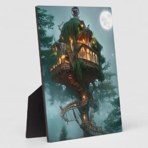 Fantasy Tree House Digital Artwork Tabletop Fotoplatte