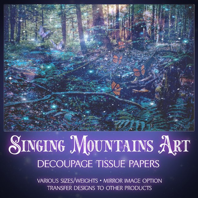 Fantasy Trees Butterfly Woodland Decoupage Seidenpapier (Von Creator hochgeladen)