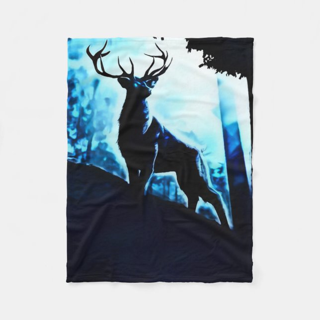 Fantasy Trophy Buck Airbrush Art Fleece Blanket (Vorderseite)