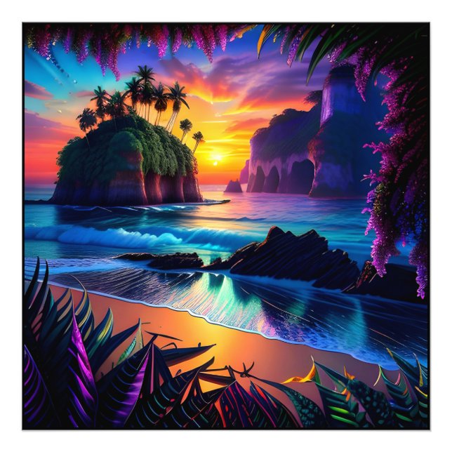Fantasy Tropical Beach Three Fotodruck (Vorne)