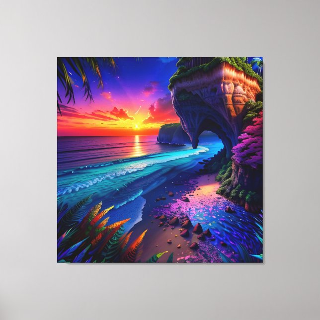 Fantasy Tropical Beach Vier Leinwanddruck (Vorderseite)