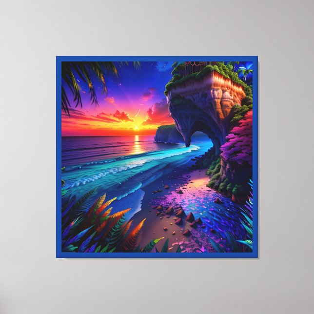 Fantasy Tropical Beach Vier Leinwanddruck (Vorderseite)