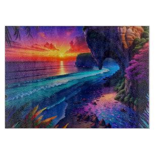 Fantasy Tropical Beach Vier Schneidebrett