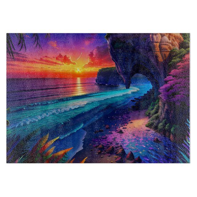 Fantasy Tropical Beach Vier Schneidebrett (Vorderseite)