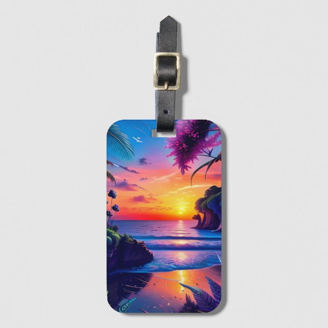 Fantasy Tropical Beach Zwei Gepäckanhänger (Vorderseite Vertikal)