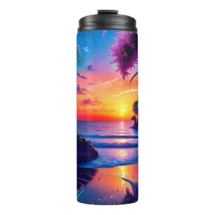 Fantasy Tropical Beach Zwei Thermosbecher