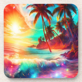 Fantasy Tropical Island Getränkeuntersetzer