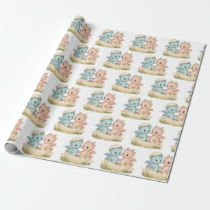 Fantasy Twin Baby Dragons Geschenkpapier