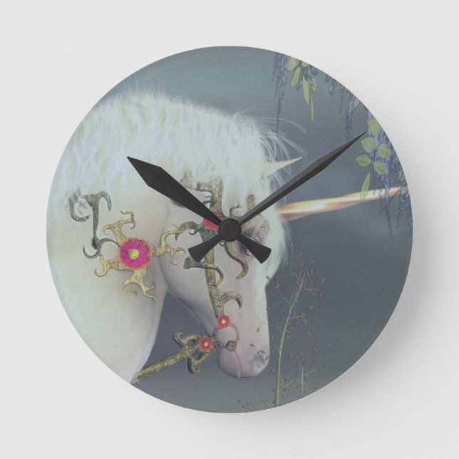 Fantasy Unicorn Clock Runde Wanduhr (Vorderseite)