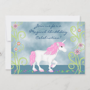 Fantasy Unicorn Geburtstagseinladung für Mädchen Einladung