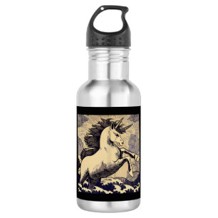 Fantasy Unicorn - Holzschnitt 1 Edelstahlflasche