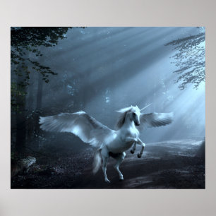 Fantasy Unicorn im Wald Poster