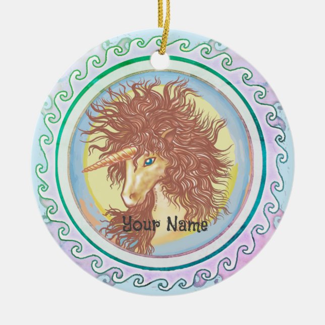 Fantasy Unicorn Keramik Ornament (Vorne)