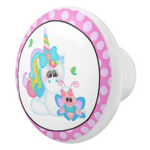 Fantasy Unicorn Mädchen Zimmerknopf Keramikknauf