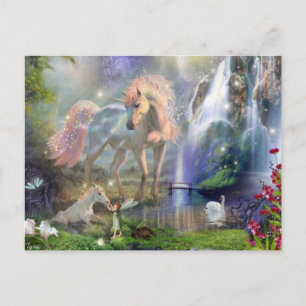 Fantasy Unicorn Mama and Baby Postkarte