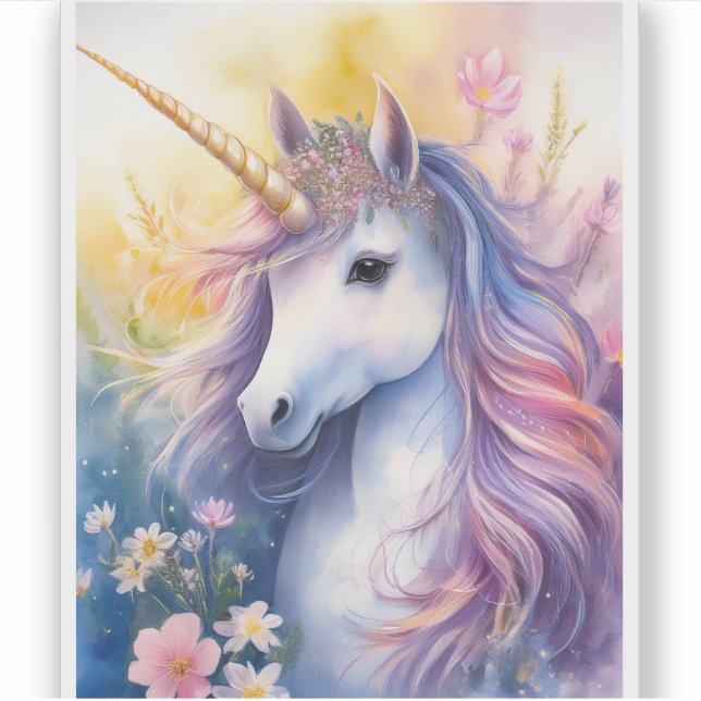 Fantasy Unicorn Transparenter Sticker (Vorderseite)