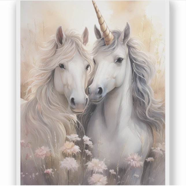 Fantasy Unicorn Transparenter Sticker (Vorderseite)