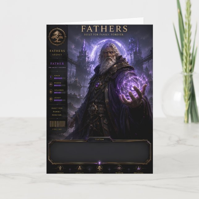 Fantasy-Vatertag-Zauberer-Grußkarte Karte (Vorderseite)