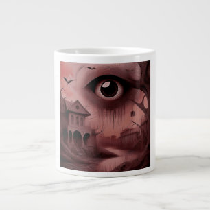 Fantasy: Verfallenes Haus mit riesigem Augapfel Jumbo-Tasse