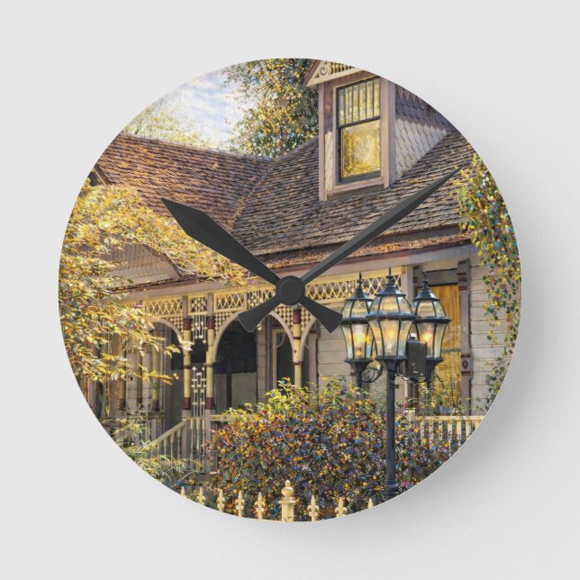 Fantasy Victorian Gingerbread I Runde Wanduhr (Vorderseite)